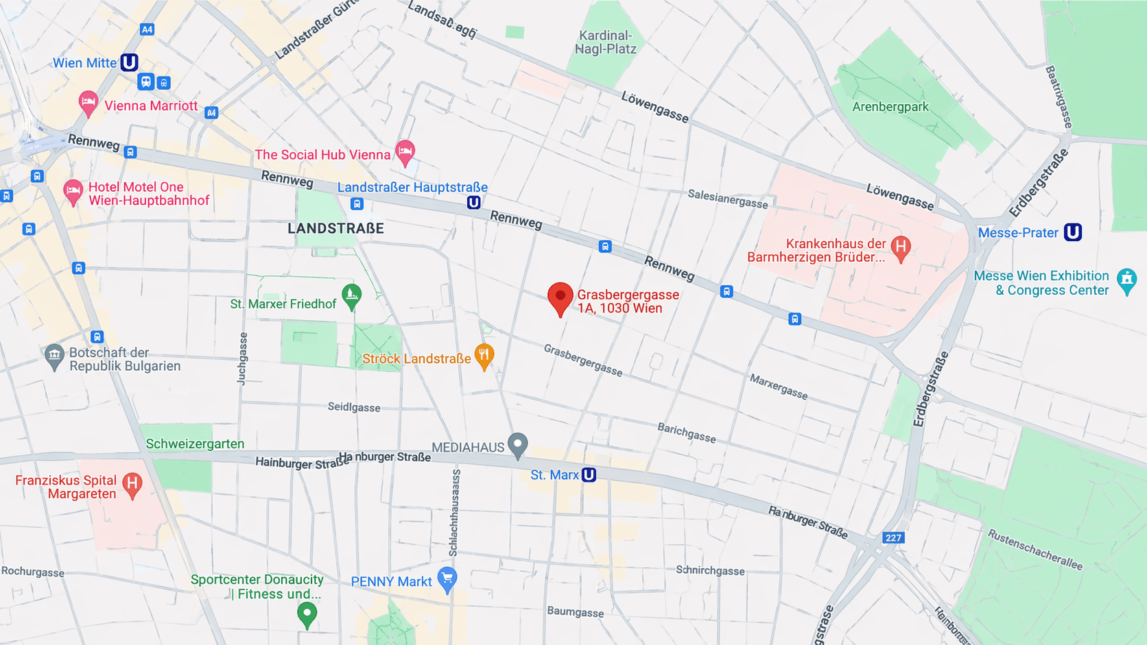 Карта: Coreflash, Grasbergergasse 1A, 1030 Wien